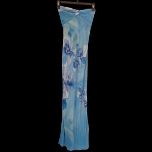 NEW Blue Floral Maxi Sheer Coverup Dress Size XS/2
